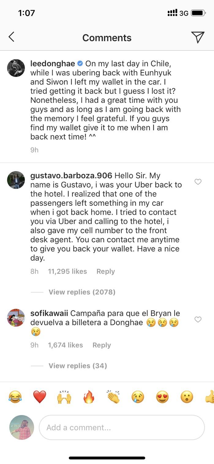 Донхэ (Super Junior) нашел свой потерянный кошелек в Чили благодаря Instagram